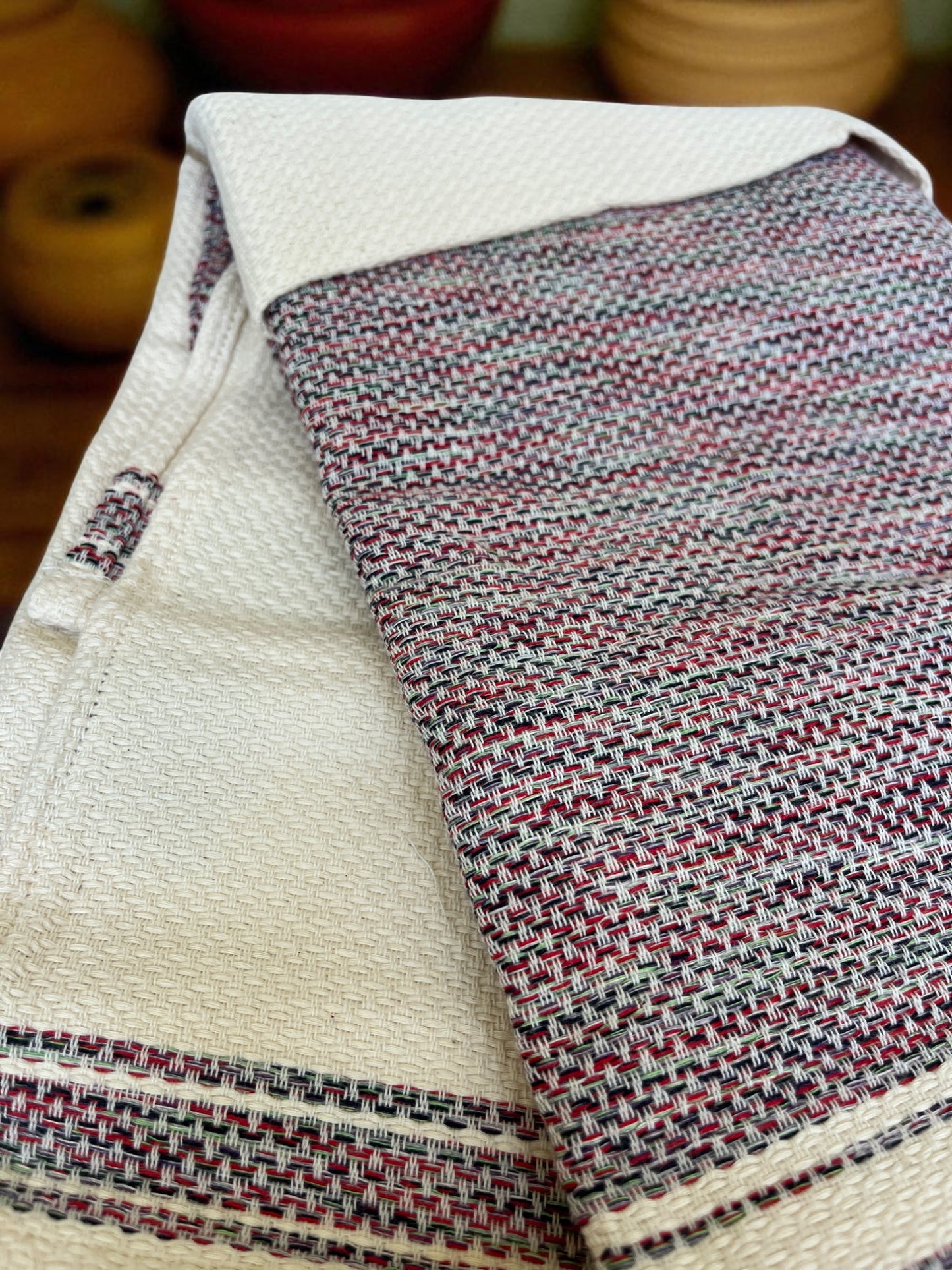 up-close image of a hand-woven Egyptian hand towel